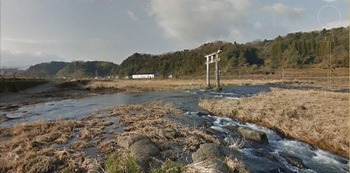 原尻の滝上流の浅瀬　Googleearth.jpg